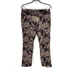 Soft Surroundings Moonstruck Pants Black Gold Metallic Floral Brocade Size PM